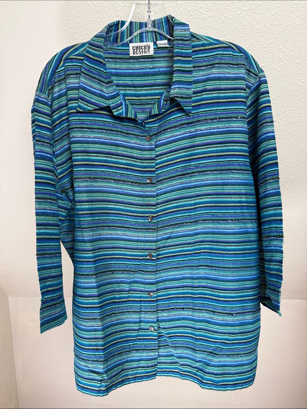 CHICO'S DESIGN 100% Silk Blouse with Beads